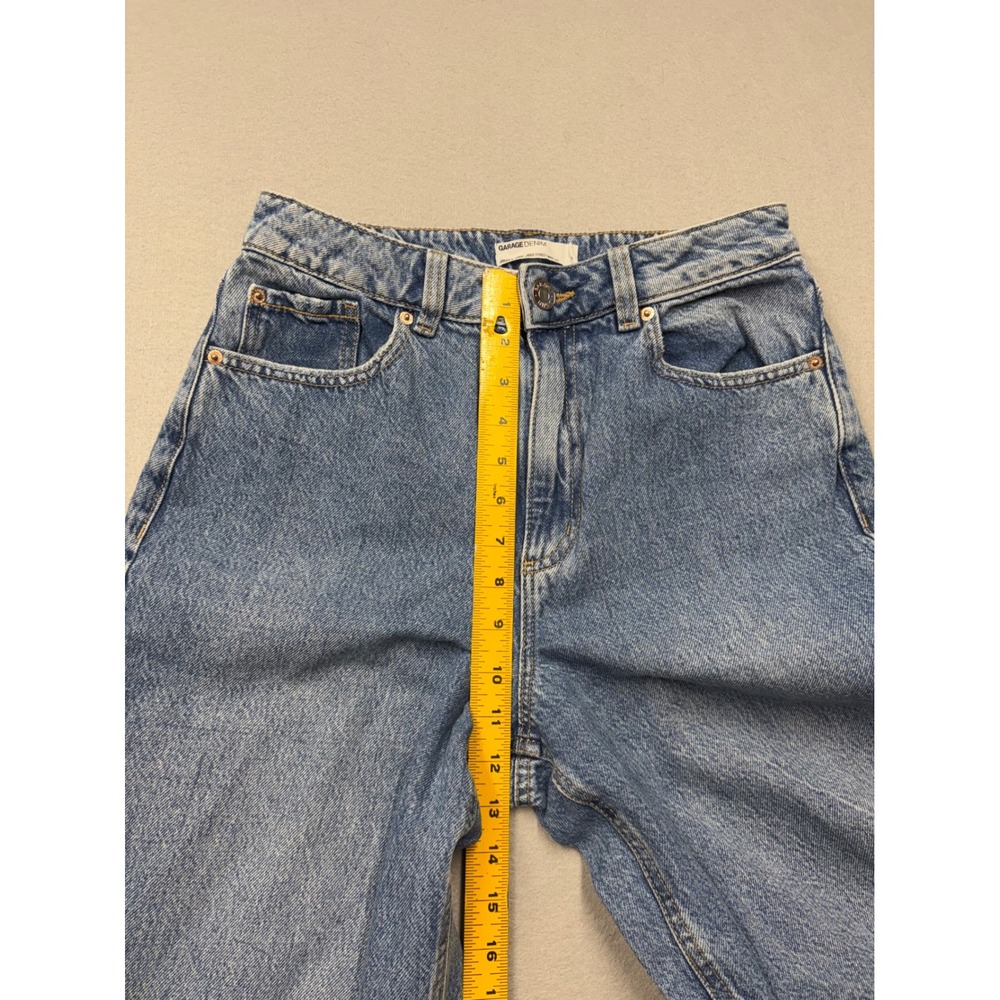 Garage Street Wide Leg Jeans Women 7 28 Blue Denim Y2K High Rise Seam Detail - Picture 7 of 10
